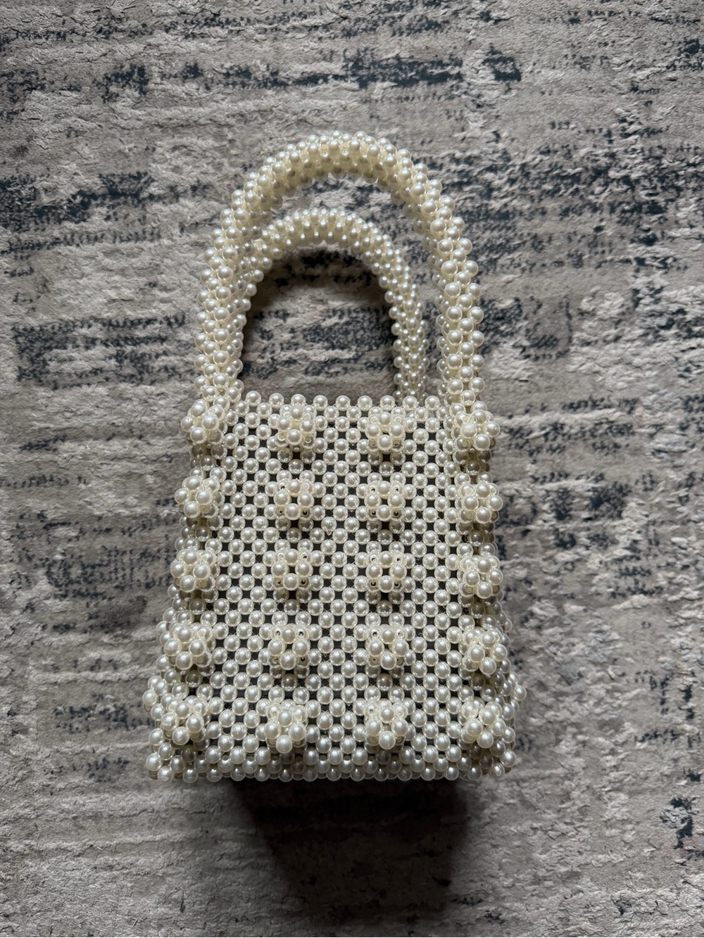 Pearl Beaded Mini Tote Bag - Ivory